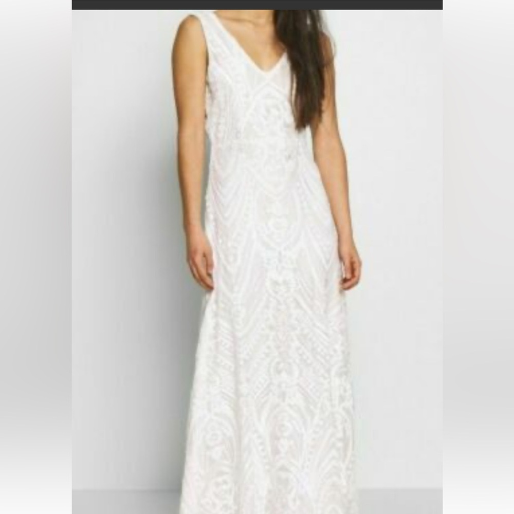 YAS Los Angeles White weeding/cocktail Maxi Dress size 10 NWT